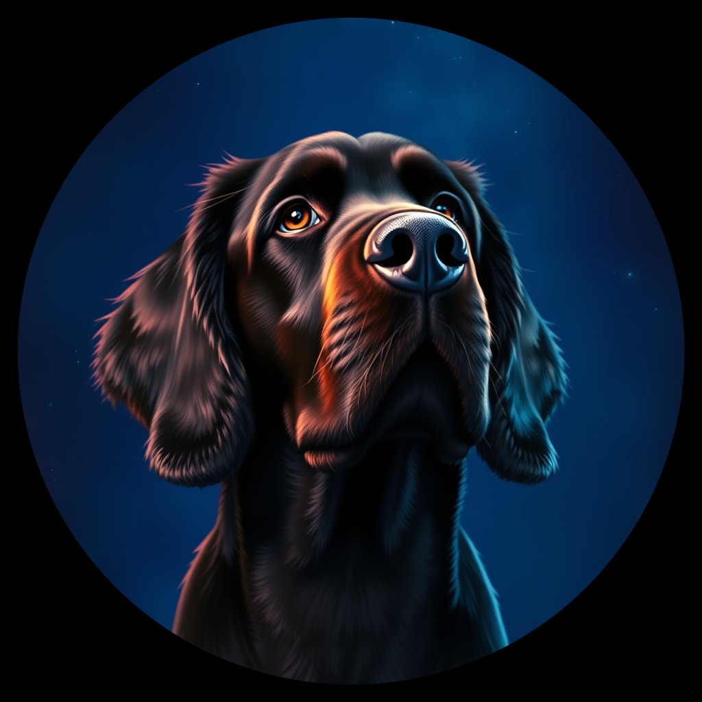 Cosmic medallion portrait of IWSP_IWSP_28372, a Irish Water Spaniel