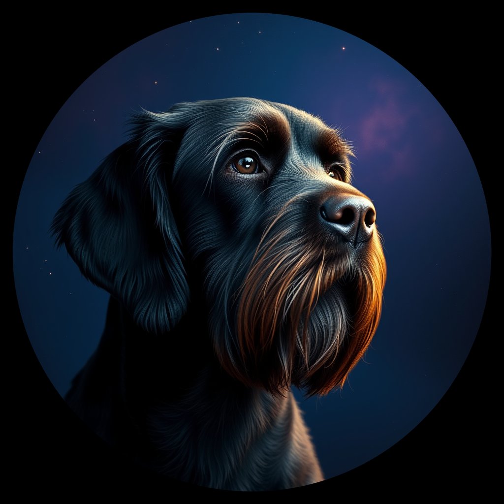 Cosmic medallion portrait of IWSP_IWSP_28373, a Irish Water Spaniel