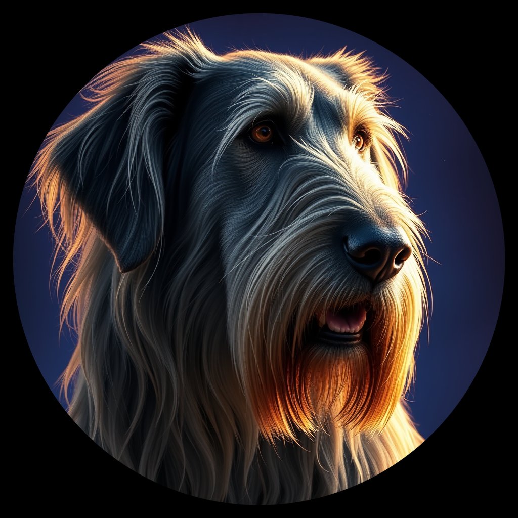 Cosmic medallion portrait of IW_32555_IW_32555, a Irish Wolfhound