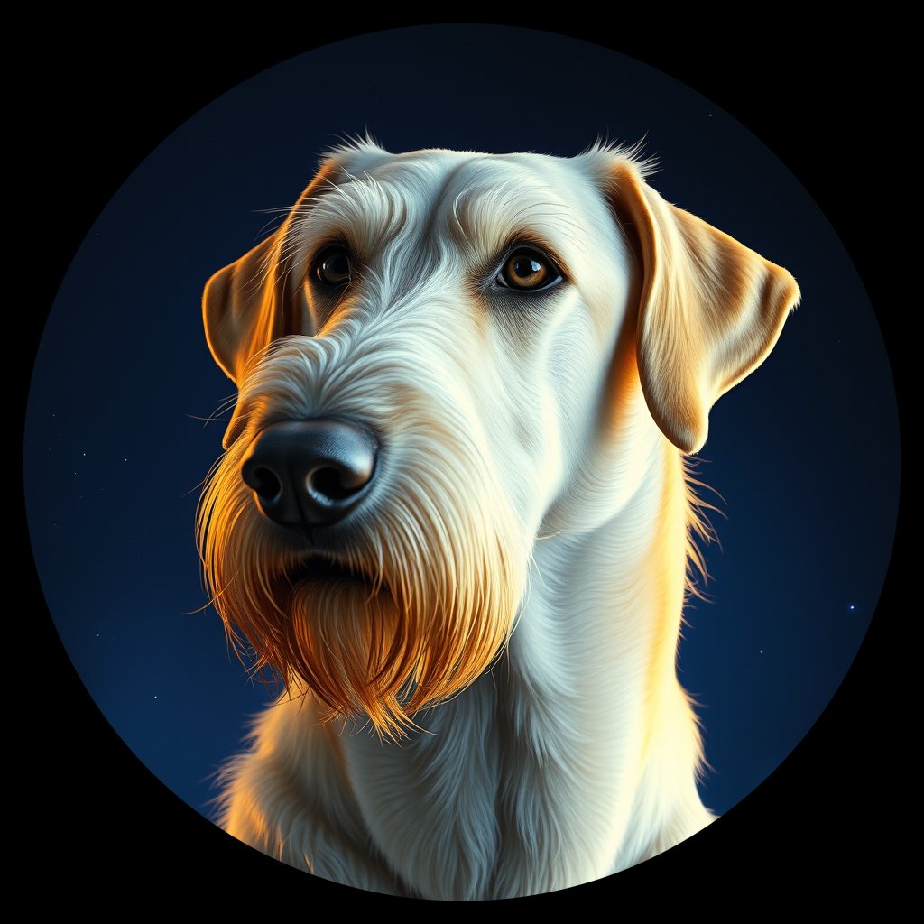 Cosmic medallion portrait of IW_32557_IW_32557, a Irish Wolfhound
