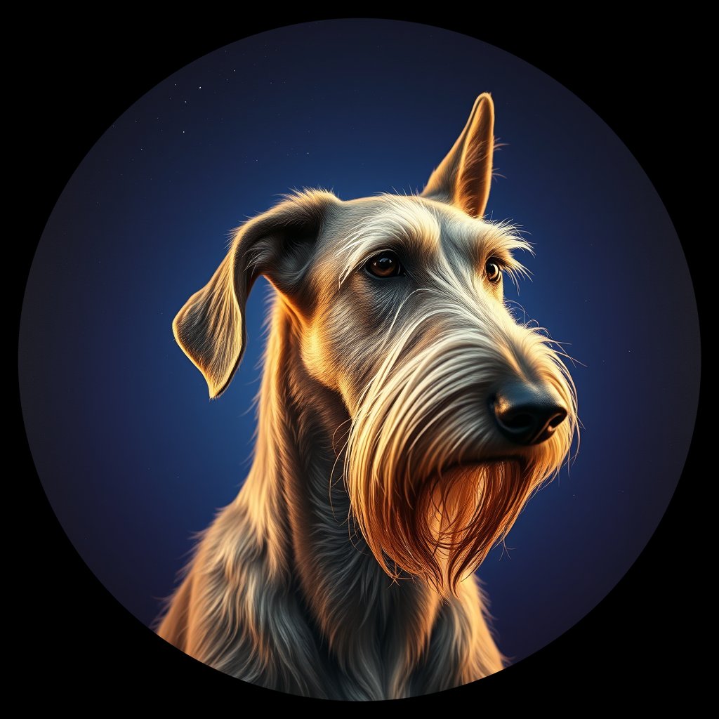 Cosmic medallion portrait of IW_32560_IW_32560, a Irish Wolfhound