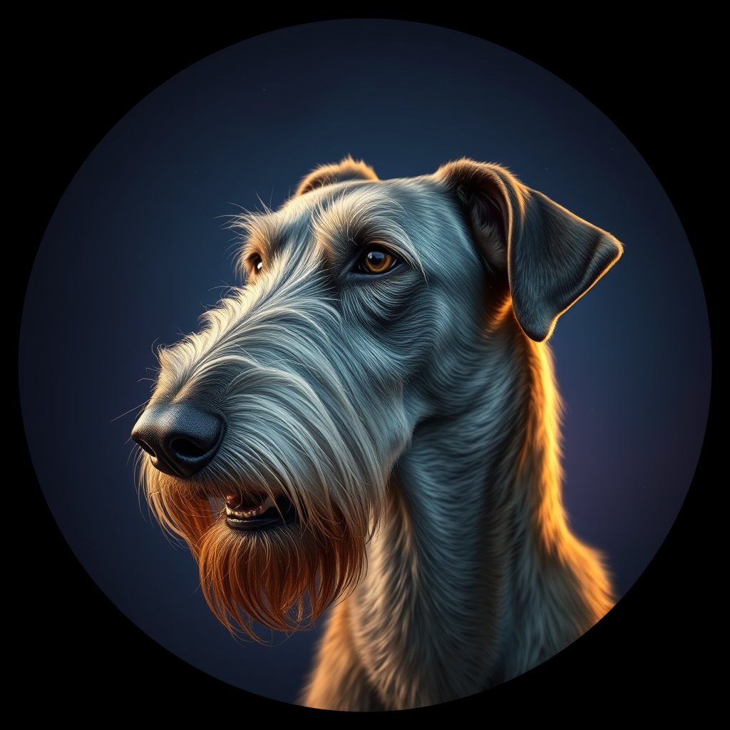 Cosmic medallion portrait of IW_32565_IW_32565, a Irish Wolfhound