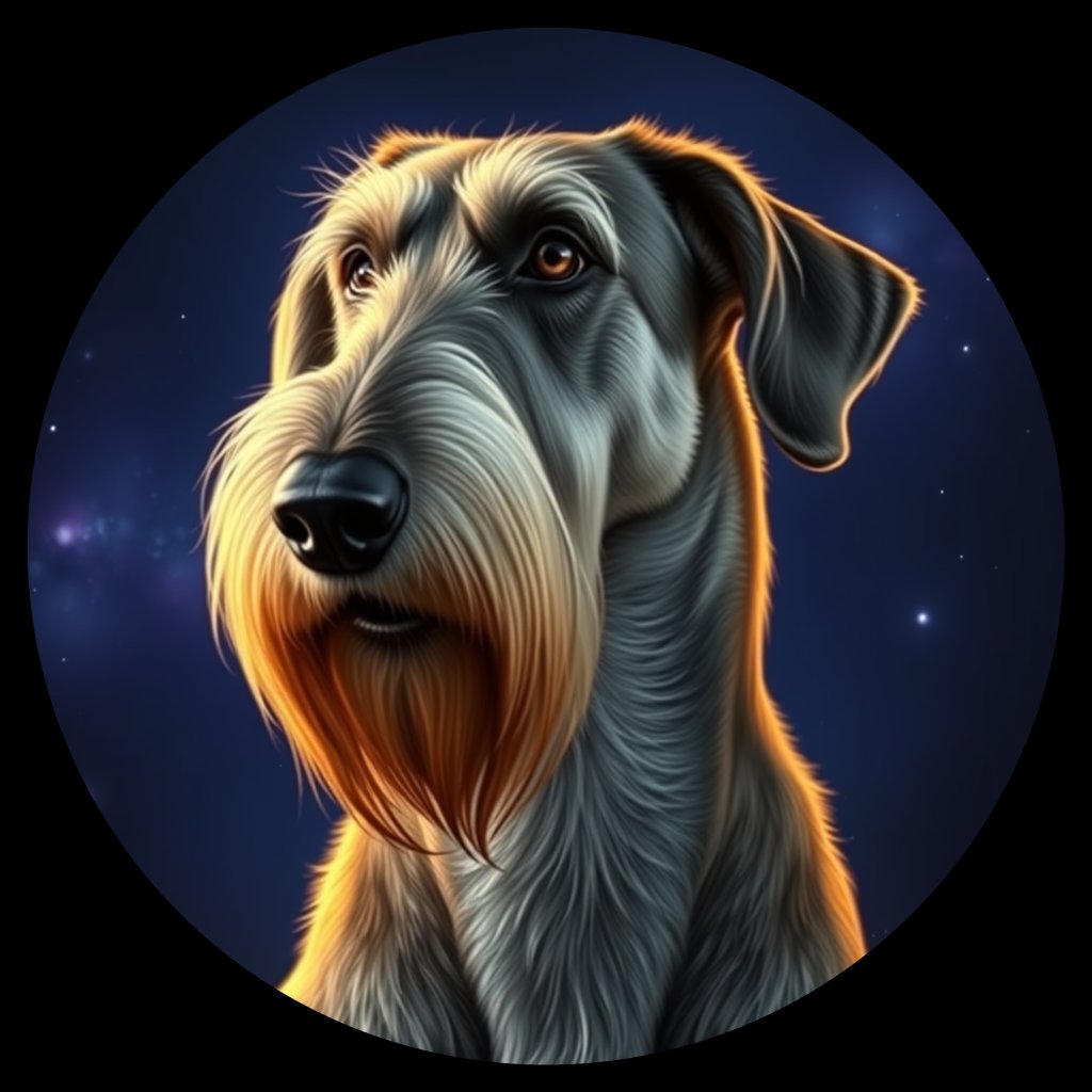 Cosmic medallion portrait of IrW_LU1211_IrW_LU1211, a Irish Wolfhound