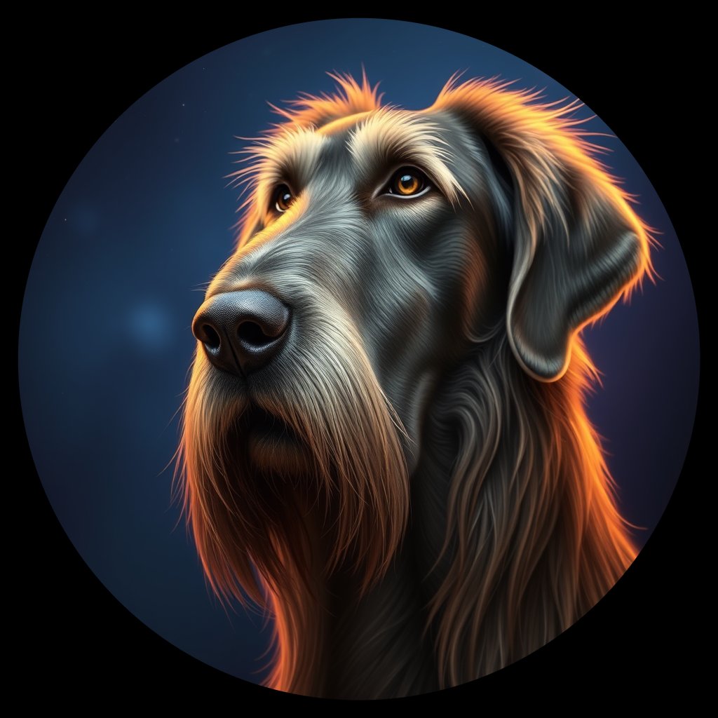 Cosmic medallion portrait of IrW_LU1218_IrW_LU1218, a Irish Wolfhound