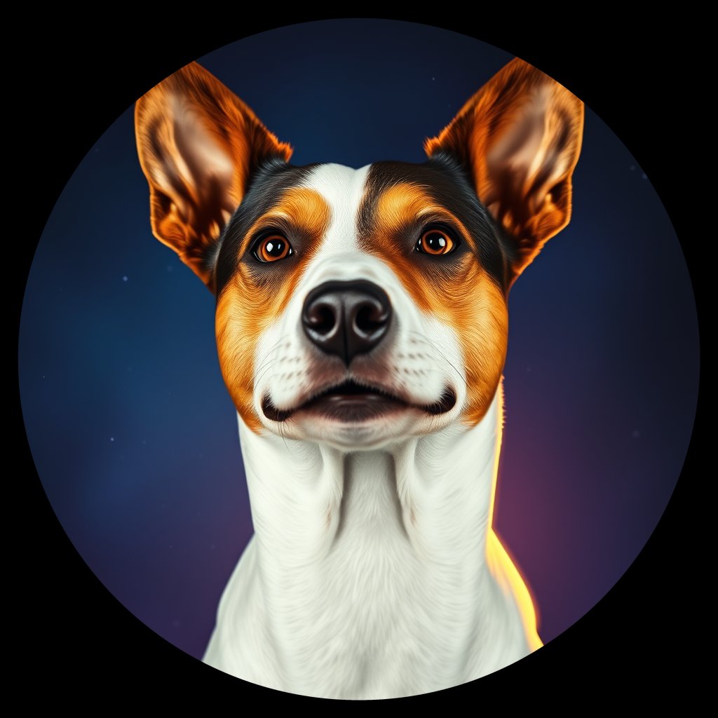 Cosmic medallion portrait of JACK_JRT_0GT256, a Jack Russell Terrier