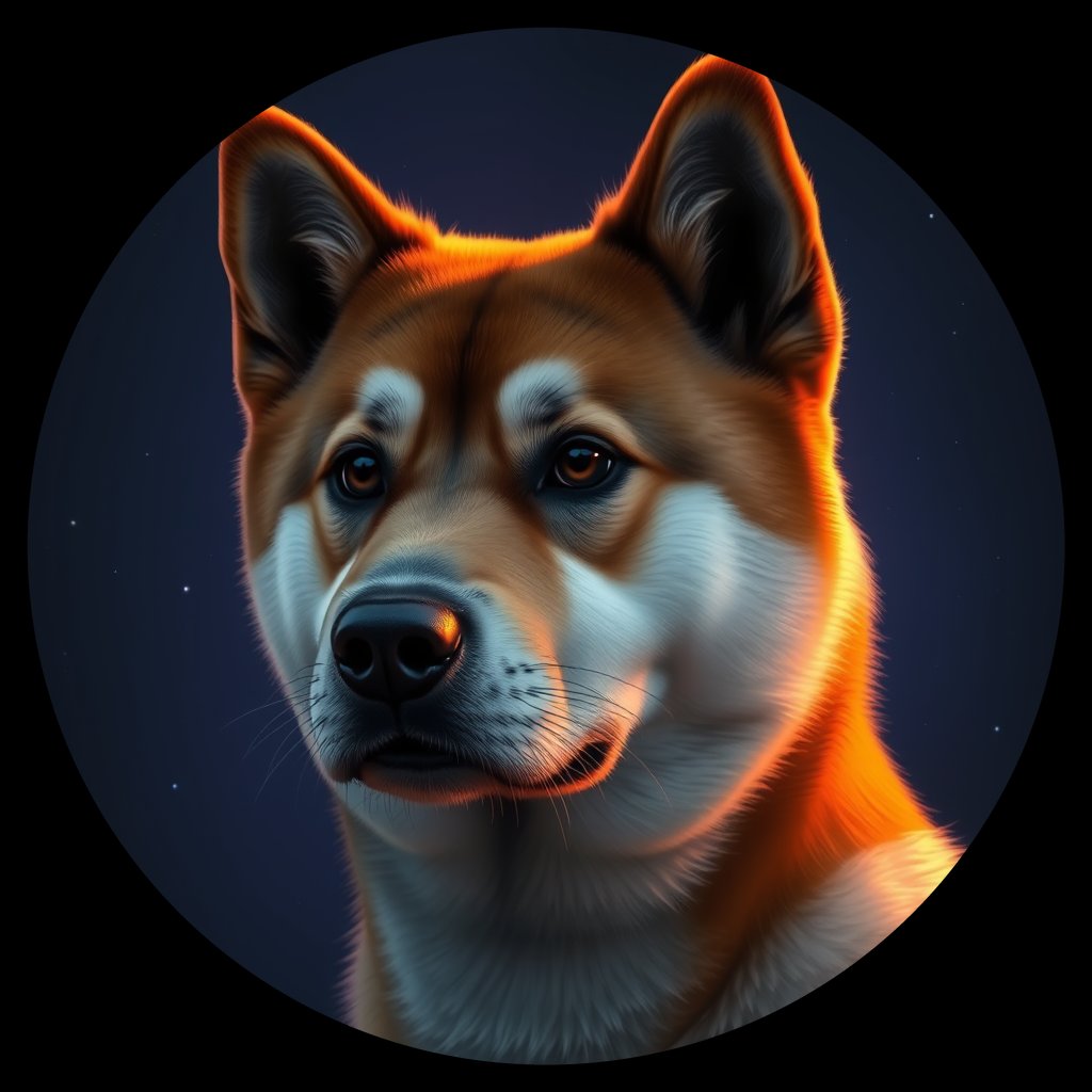 Cosmic medallion portrait of JA_32552_JA_32552, a Japanese Akita