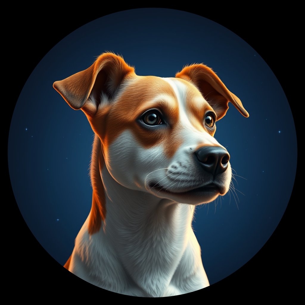 Cosmic medallion portrait of JRT_GT254_JRT_GT254, a Jack Russell Terrier