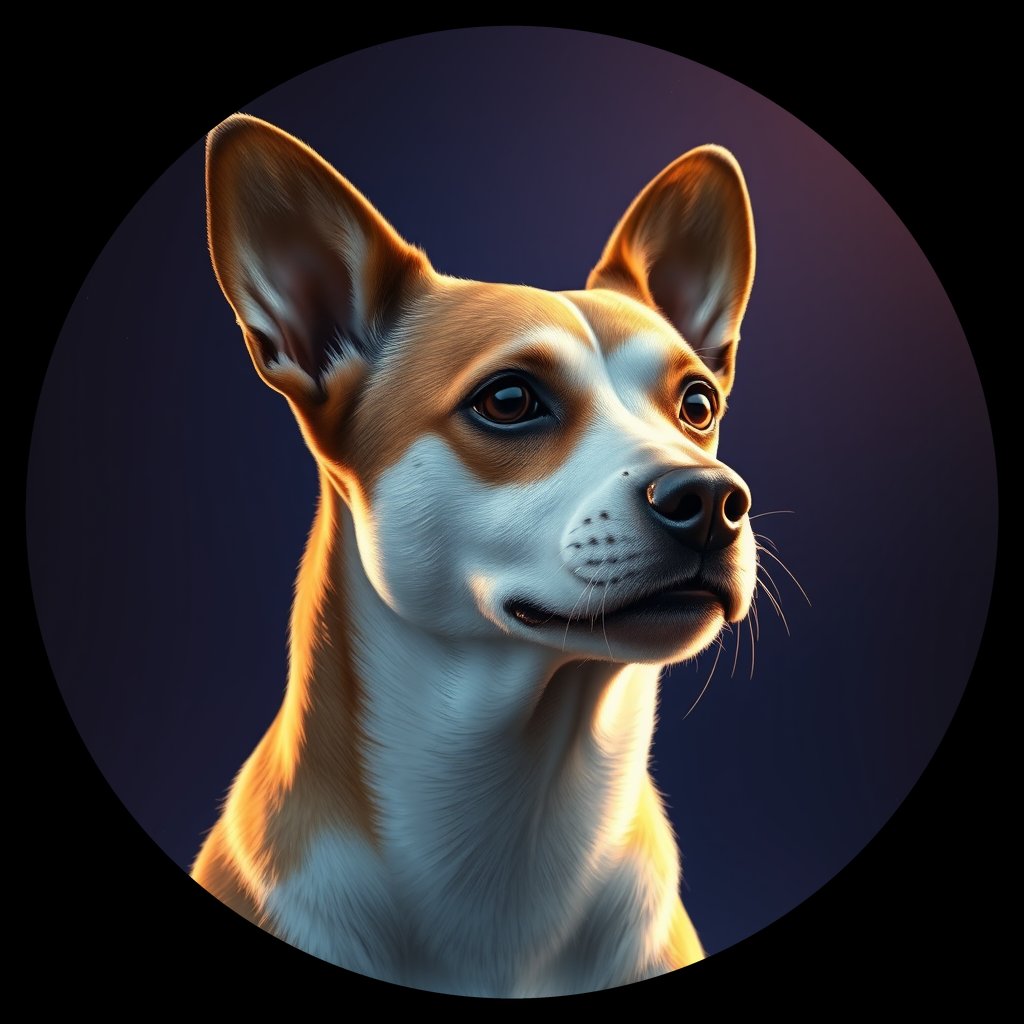 Cosmic medallion portrait of JRT_GT256_JRT_GT256, a Jack Russell Terrier