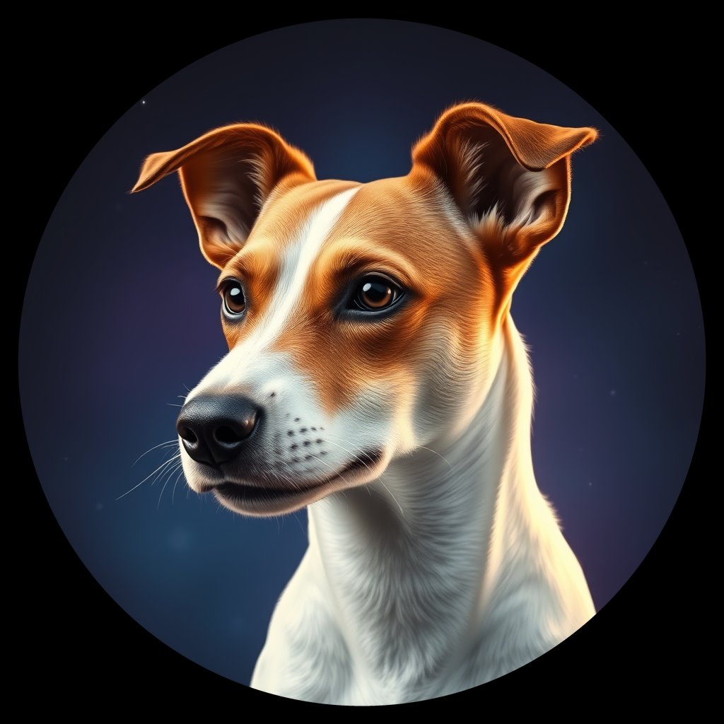 Cosmic medallion portrait of JRT_GT257_JRT_GT257, a Jack Russell Terrier
