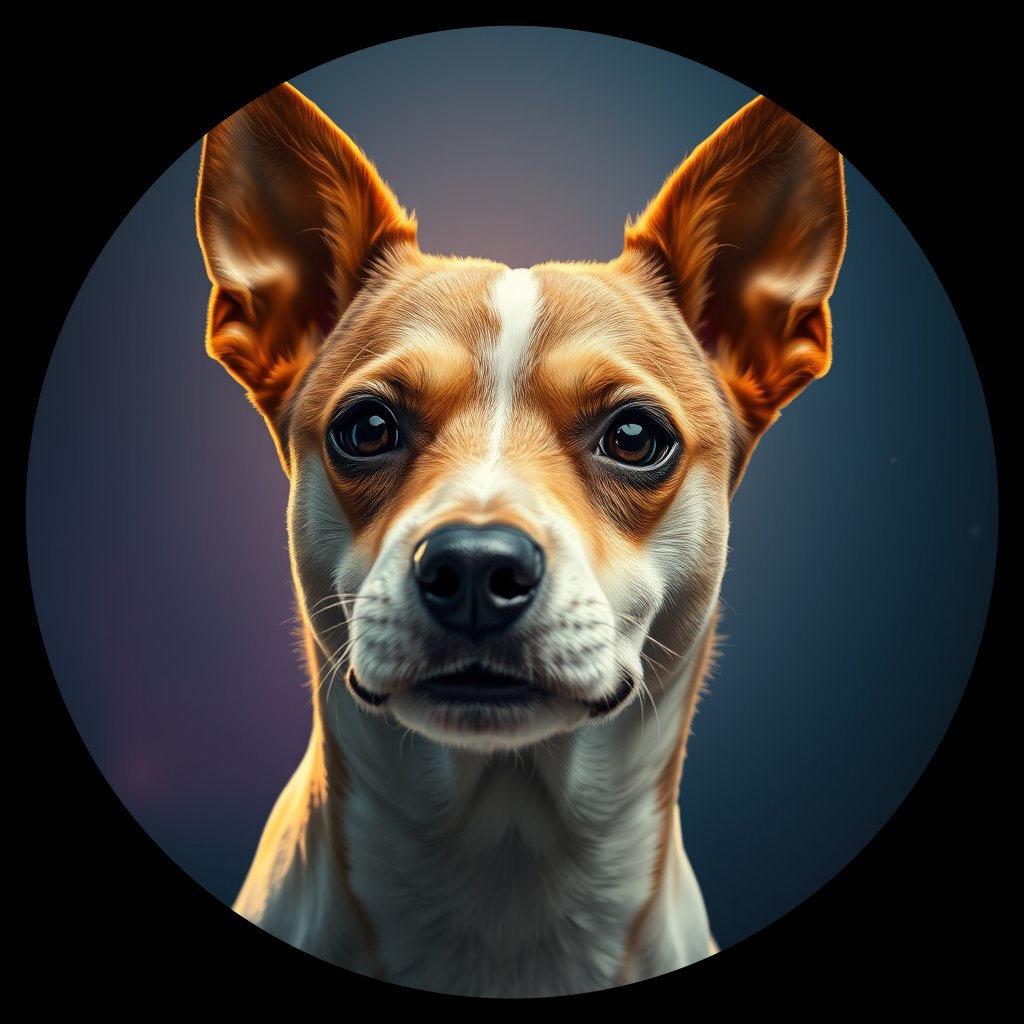 Cosmic medallion portrait of JRT_GT260_JRT_GT260, a Jack Russell Terrier