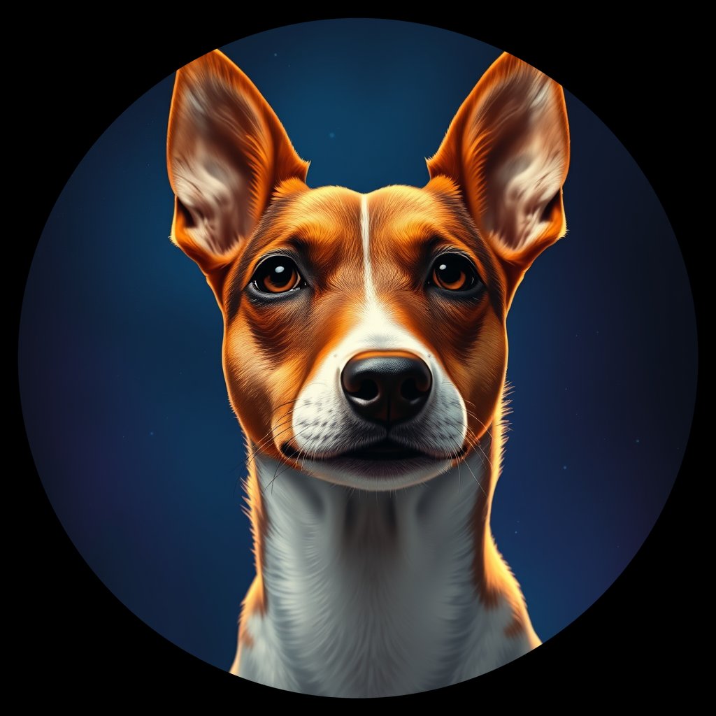 Cosmic medallion portrait of JRT_GT263_JRT_GT263, a Jack Russell Terrier