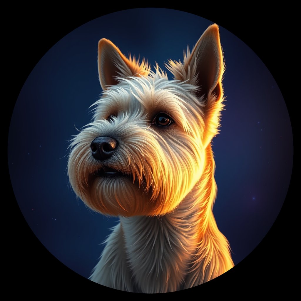 Cosmic medallion portrait of Jack-CT_Jack-CT, a Cairn Terrier