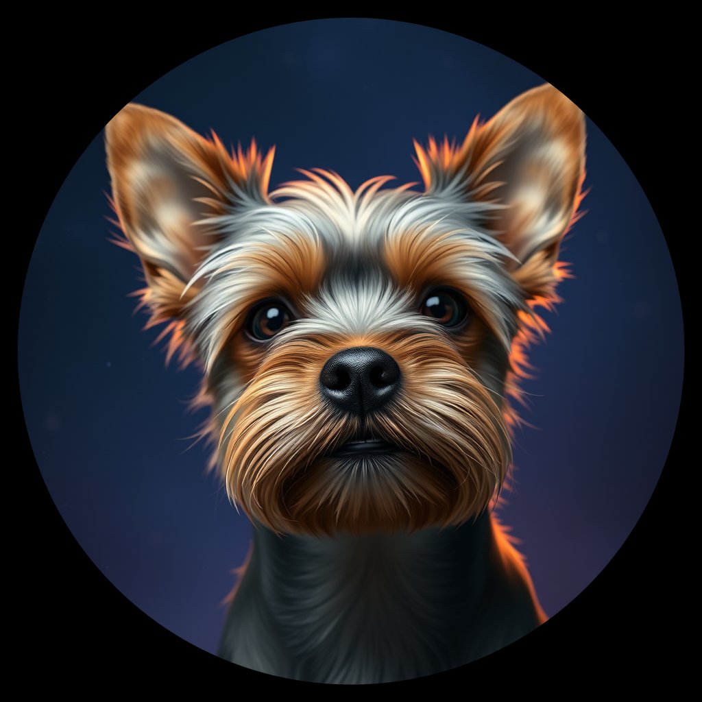 Cosmic medallion portrait of Jack-Lombardo-YT_Jack-Lombardo-YT, a Yorkshire Terrier