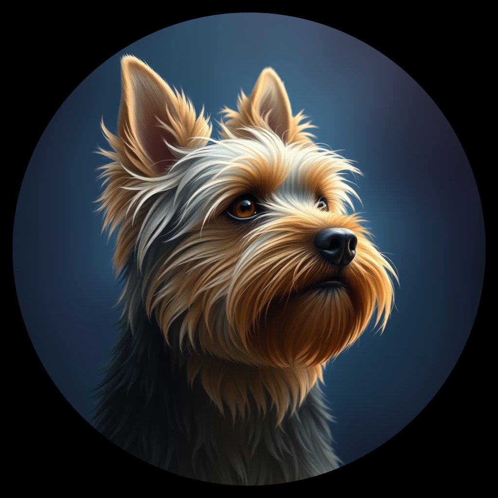 Cosmic medallion portrait of Jacquee-Tyree-YT_Jacquee-Tyree-YT, a Yorkshire Terrier
