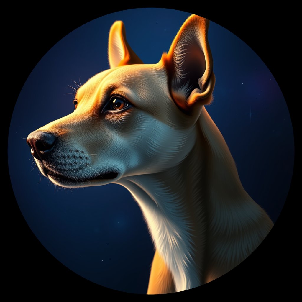 Cosmic medallion portrait of Janey_Janey, a Canaan Dog
