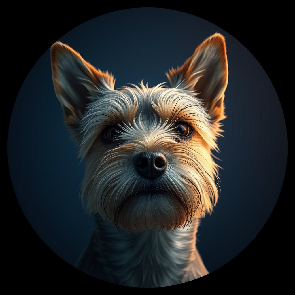 Cosmic medallion portrait of Justin-Stamps-CT_Justin-Stamps-CT, a Cairn Terrier