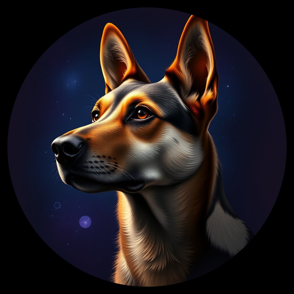 Cosmic medallion portrait of KAZ_KAZ_10KZ, a Village Dog Kazakhstan