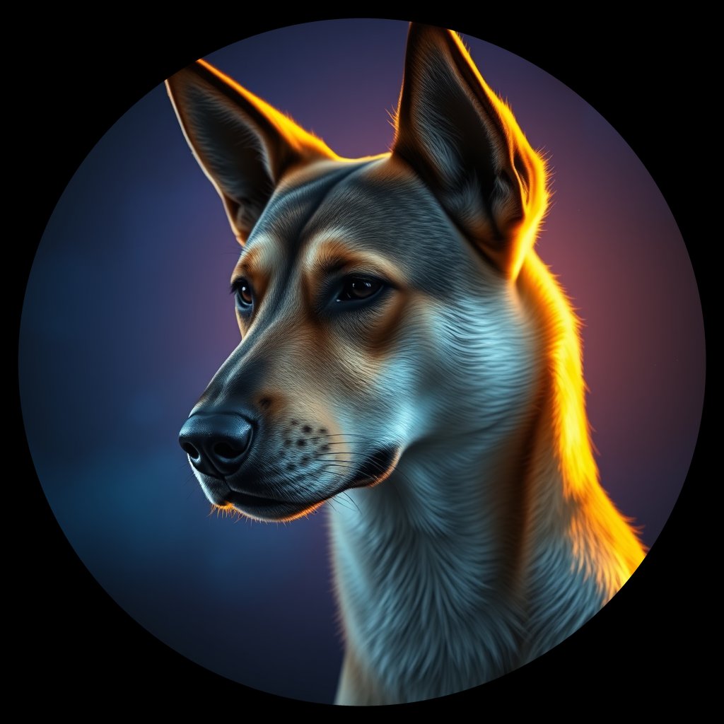 Cosmic medallion portrait of KAZ_KAZ_14KZ, a Village Dog Kazakhstan