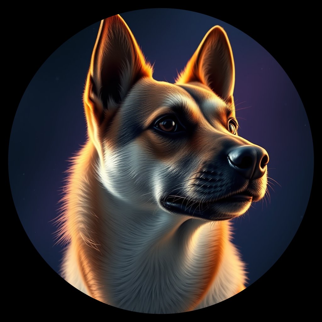 Cosmic medallion portrait of KAZ_KAZ_17KZ, a Village Dog Kazakhstan