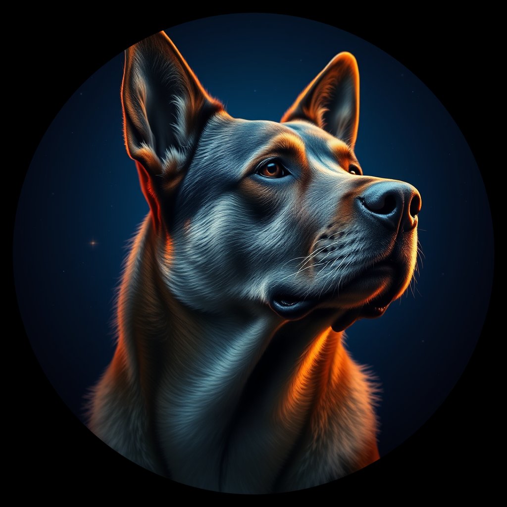 Cosmic medallion portrait of KAZ_KAZ_2KZ, a Village Dog Kazakhstan