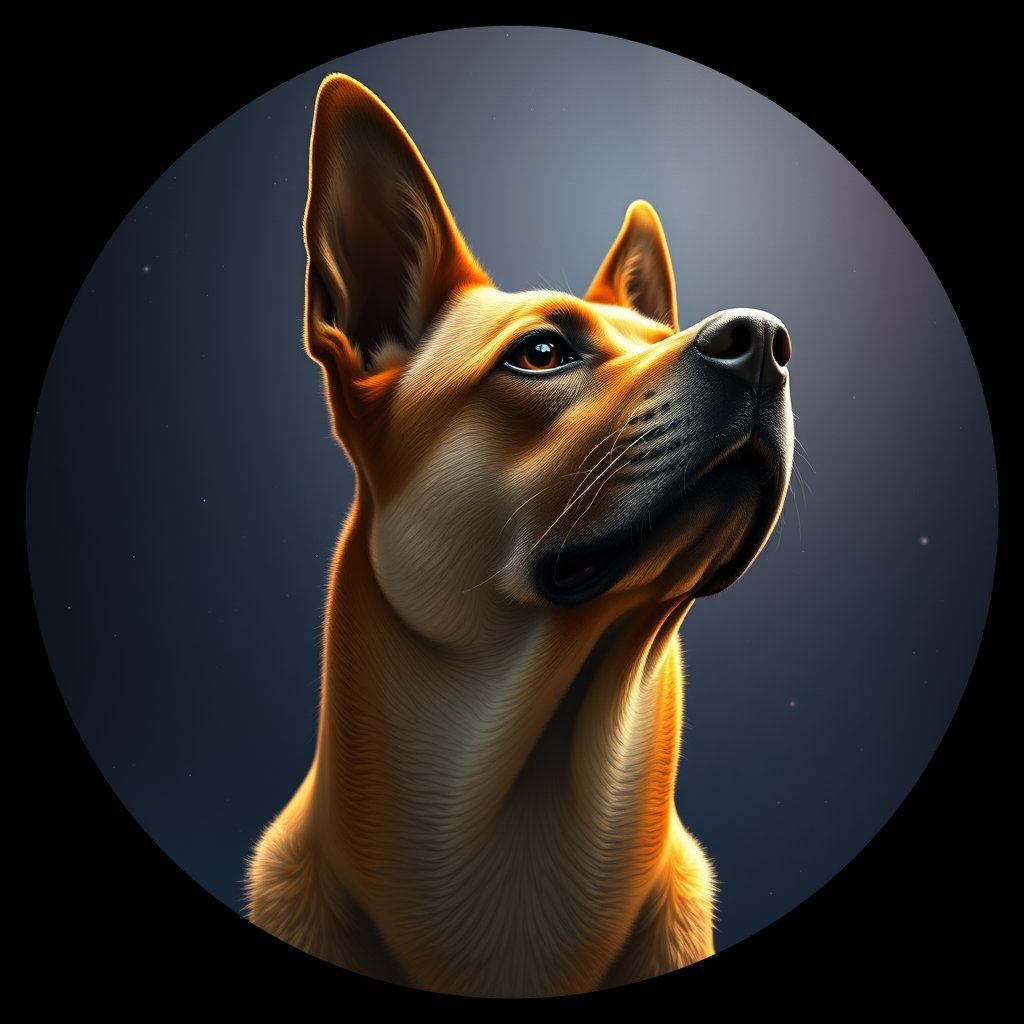 Cosmic medallion portrait of KAZ_KAZ_5KZ, a Village Dog Kazakhstan