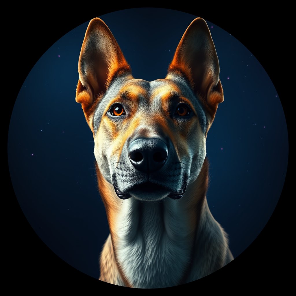 Cosmic medallion portrait of KAZ_KAZ_6KZ, a Village Dog Kazakhstan