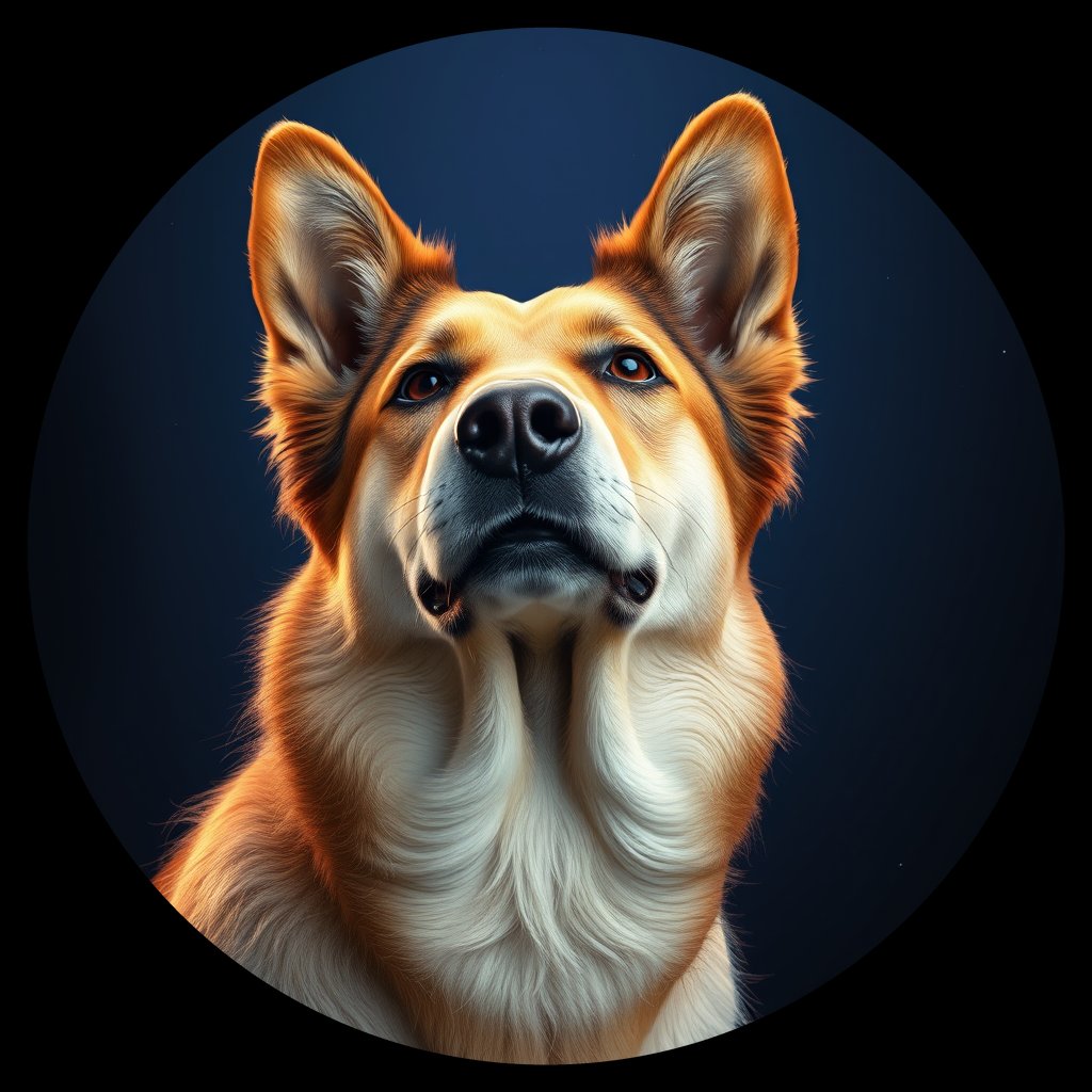 Cosmic medallion portrait of KAZ_KAZ_7KZ, a Village Dog Kazakhstan