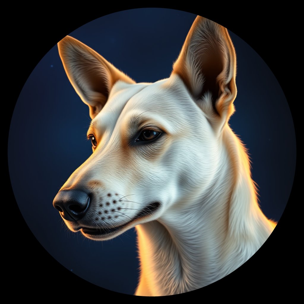 Cosmic medallion portrait of KAZ_KAZ_8KZ, a Village Dog Kazakhstan
