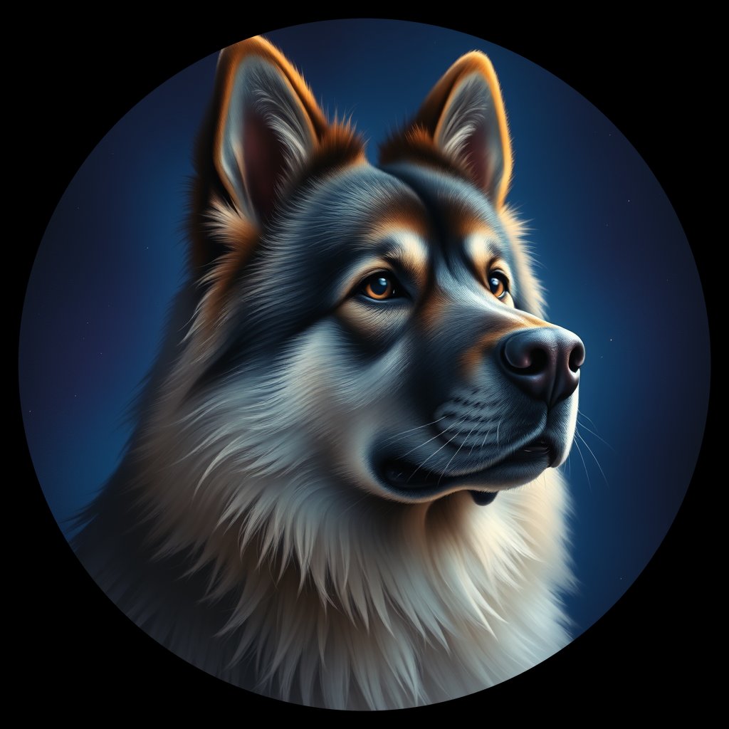 Cosmic medallion portrait of KEES_KEES_22830, a Keeshond