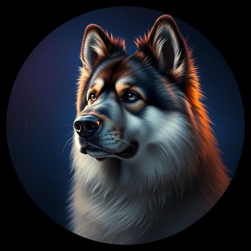 Cosmic medallion portrait of KEES_KEES_24629, a Keeshond