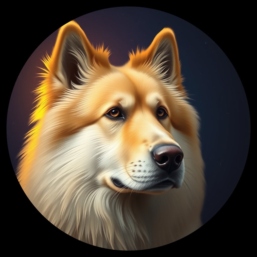 Cosmic medallion portrait of KEES_KEES_24630, a Keeshond