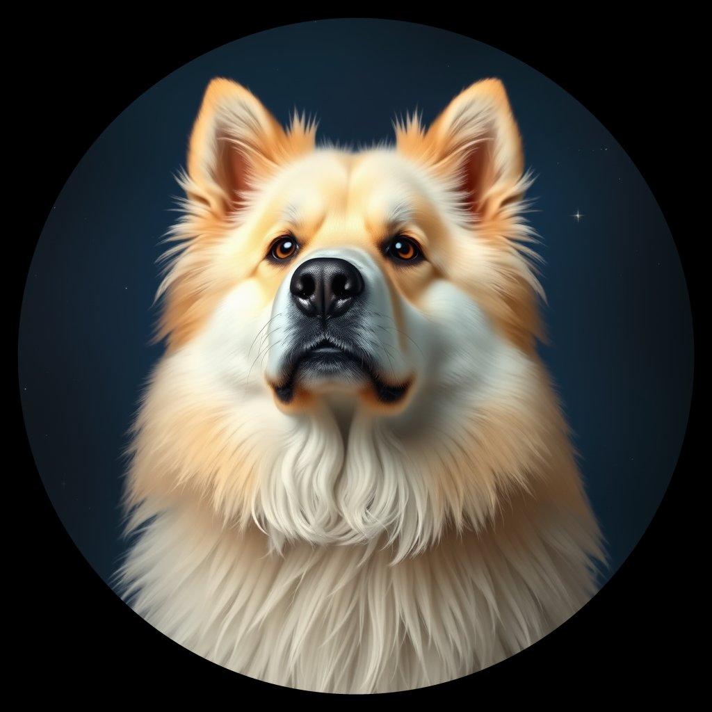 Cosmic medallion portrait of KEES_KEES_24631, a Keeshond