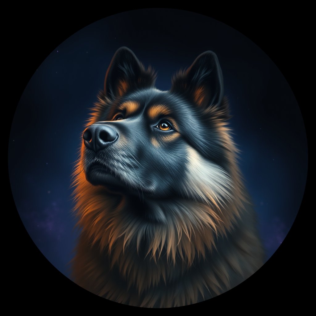 Cosmic medallion portrait of KEES_KEES_24633, a Keeshond