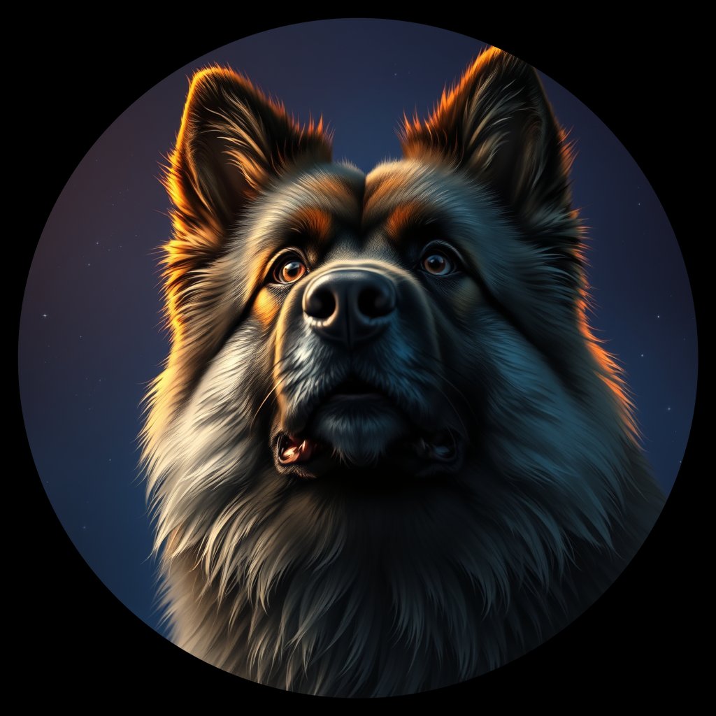 Cosmic medallion portrait of KEES_KEES_27433, a Keeshond