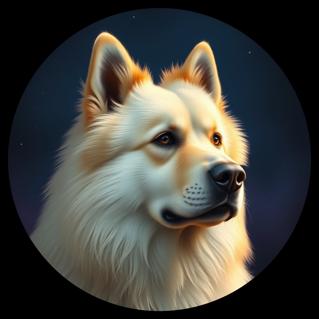 Cosmic medallion portrait of KEES_KEES_29630, a Keeshond