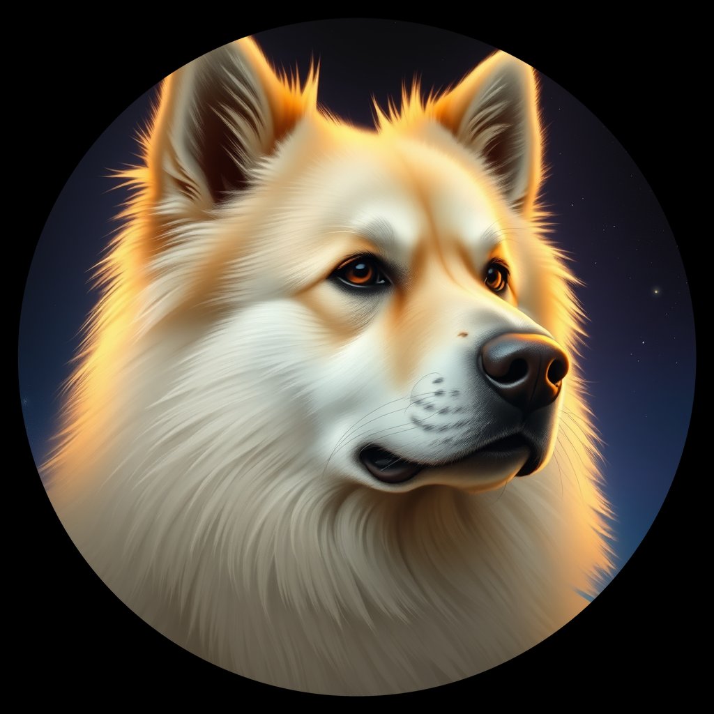 Cosmic medallion portrait of KEES_KEES_29631, a Keeshond
