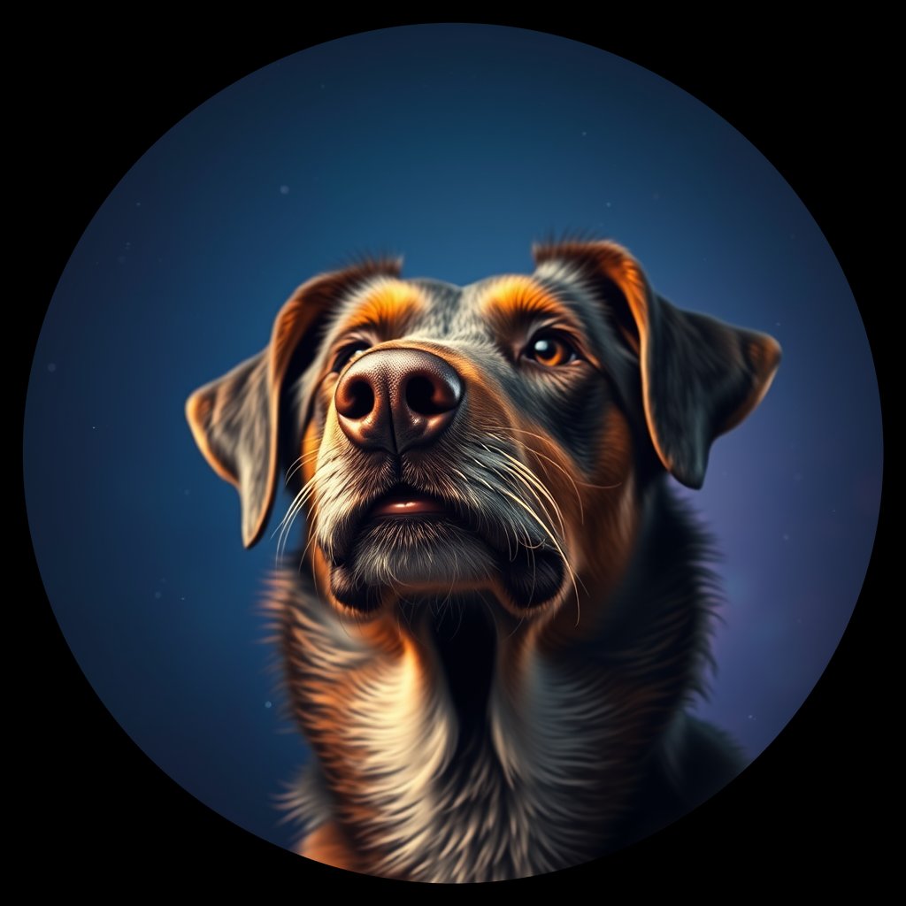 Cosmic medallion portrait of KELPIE_cd230, a Kelpie