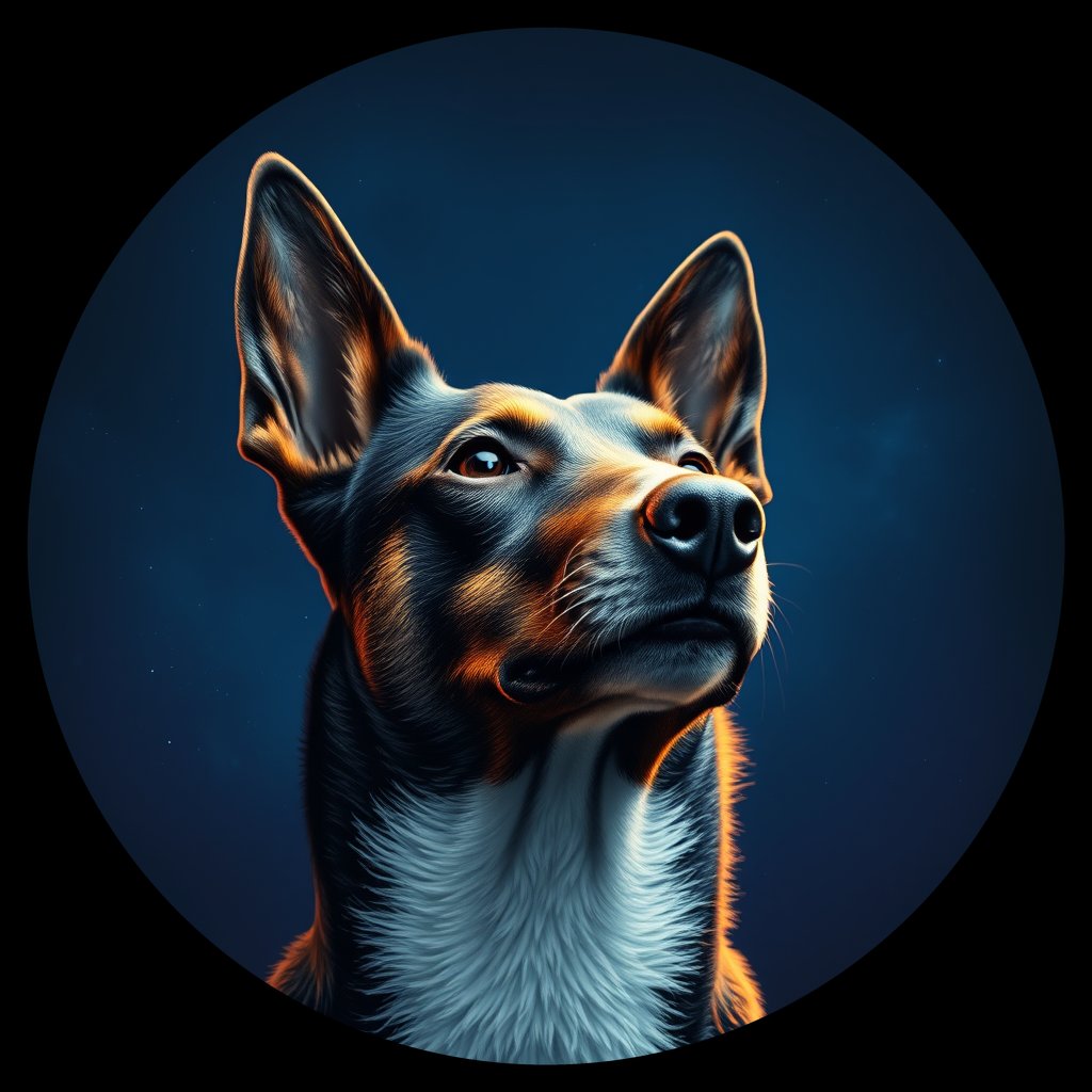 Cosmic medallion portrait of KELPIE_cd264, a Kelpie
