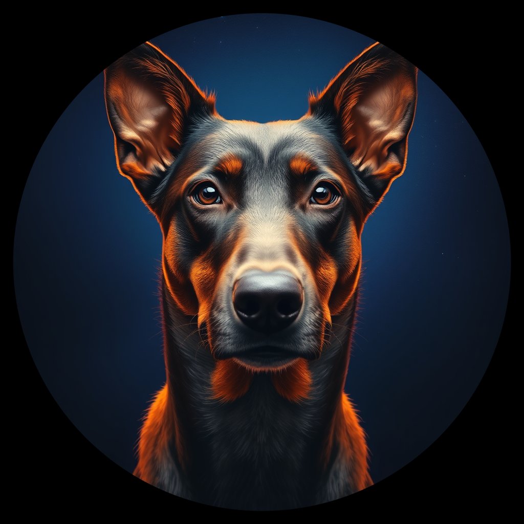 Cosmic medallion portrait of KELPIE_cd266, a Kelpie
