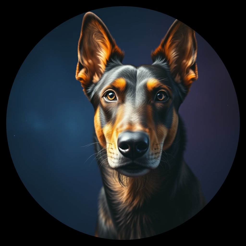 Cosmic medallion portrait of KELPIE_cd267, a Kelpie
