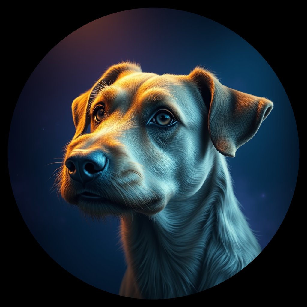 Cosmic medallion portrait of KELPIE_cd269, a Kelpie