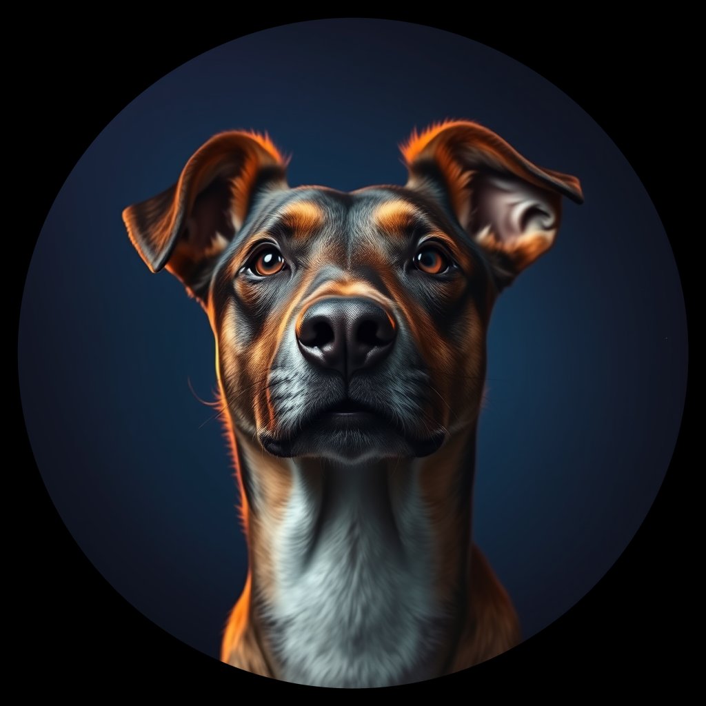 Cosmic medallion portrait of KELPIE_cd270, a Kelpie