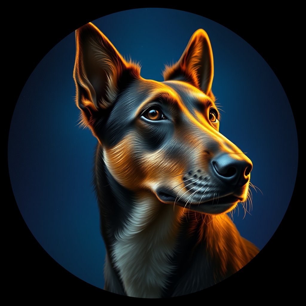 Cosmic medallion portrait of KELPIE_cd635, a Kelpie