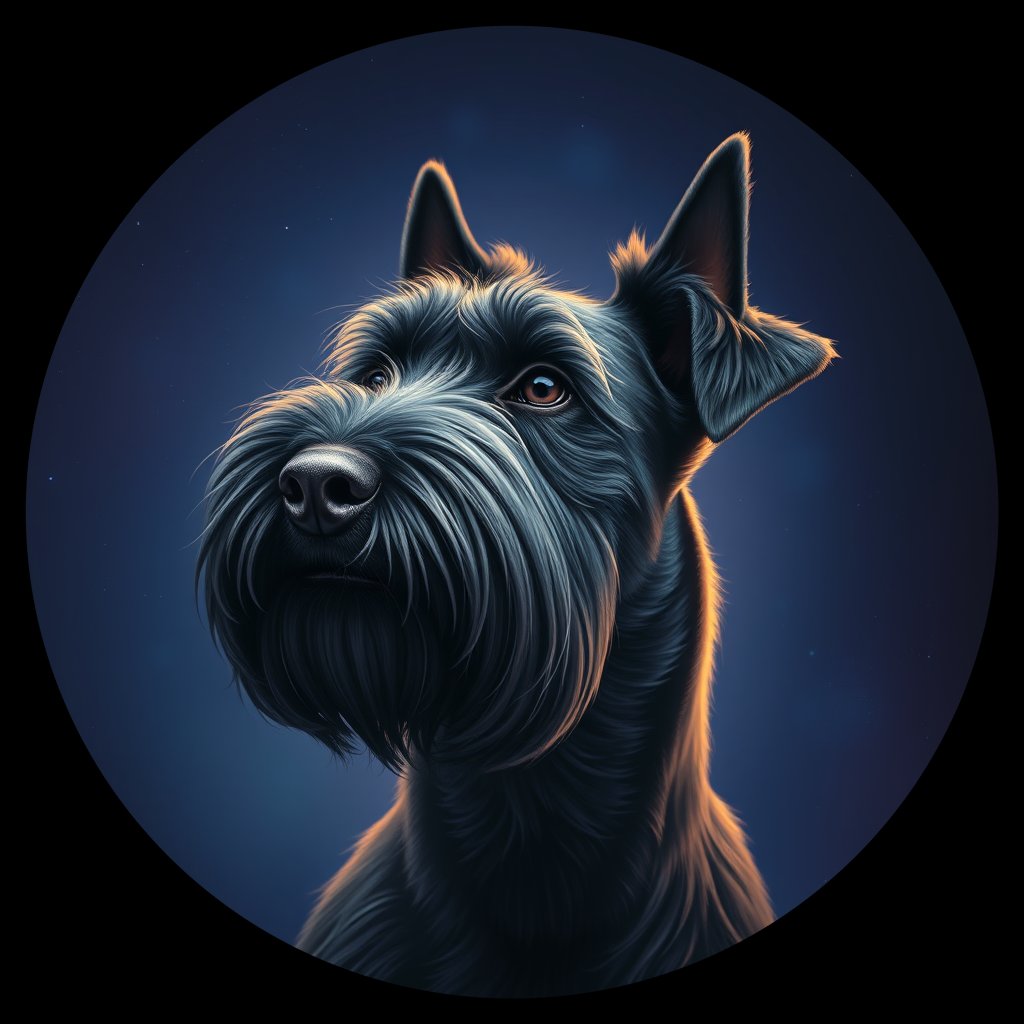 Cosmic medallion portrait of KERY_KERY_03174, a Kerry Blue Terrier