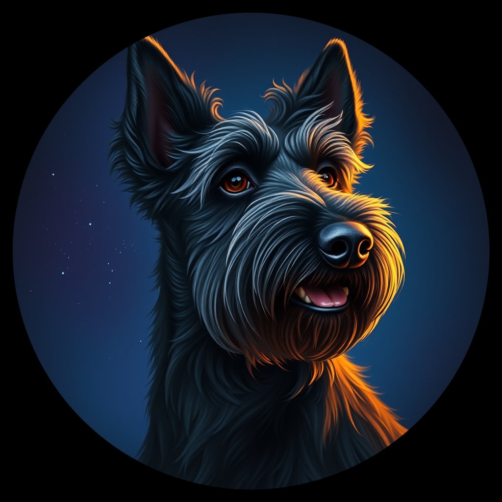 Cosmic medallion portrait of KERY_KERY_12354, a Kerry Blue Terrier