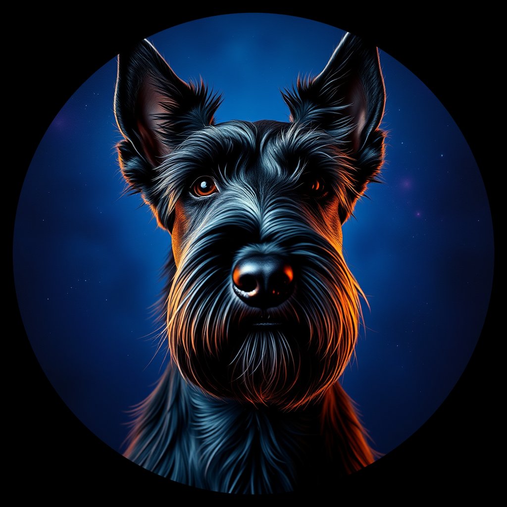 Cosmic medallion portrait of KERY_KERY_21525, a Kerry Blue Terrier