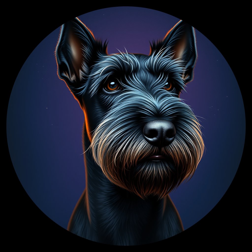 Cosmic medallion portrait of KERY_KERY_27113, a Kerry Blue Terrier