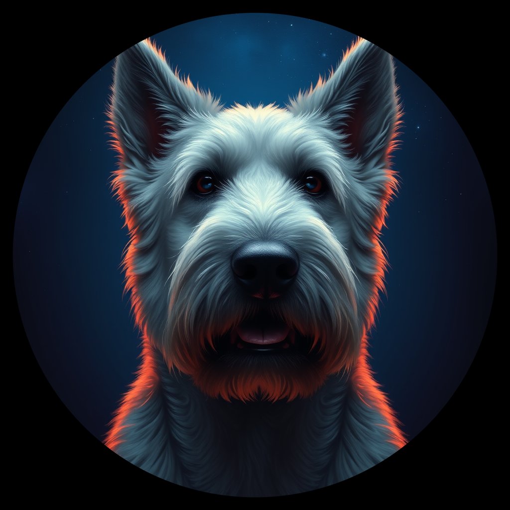 Cosmic medallion portrait of KOMO_KOMO_15G02, a Komondor