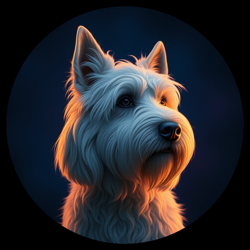 Cosmic medallion portrait of KOMO_KOMO_35C03, a Komondor