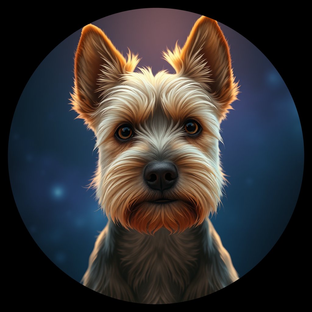 Cosmic medallion portrait of Kitti-Gabrie-CT_Kitti-Gabrie-CT, a Cairn Terrier